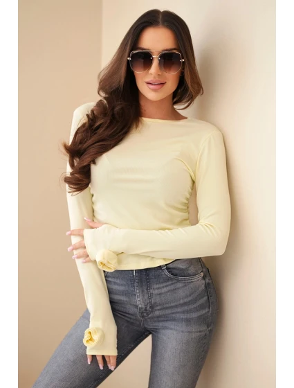 Dámská pruhovaná blůza se po žlutá model 21893716 - K-Fashion
