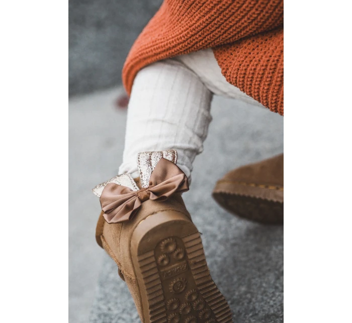 Dívčí teplé sněhule s mašlemi Velbloud Meriva Dívčí teplé sněhule s mašlemi Velbloud Meriva