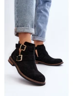 Dámské boty na ploché podrážce s pásky černé model 21647710 - Boto Dámské boty na ploché podrážce s pásky černé model 21647710 - Boto