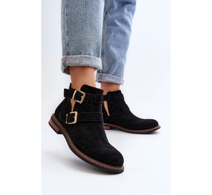 Dámské boty na ploché podrážce s pásky černé model 21647710 - Boto Dámské boty na ploché podrážce s pásky černé model 21647710 - Boto