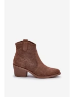 Kozačky Na Zip Eko Velurové  Hnědé model 21685117 - S.Barski