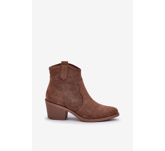 Kozačky Na Zip Eko Velurové  Hnědé model 21685117 - S.Barski