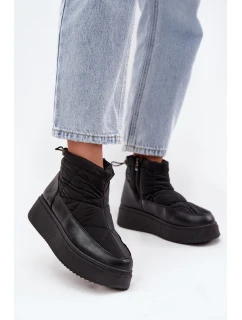 Dámské zimní boty na platformě vyhřívané kožešinkou černé Tahlira