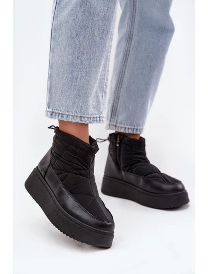 Dámské zimní boty na platformě vyhřívané kožešinkou černé Tahlira