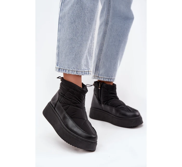Dámské zimní boty na platformě vyhřívané kožešinkou černé Tahlira