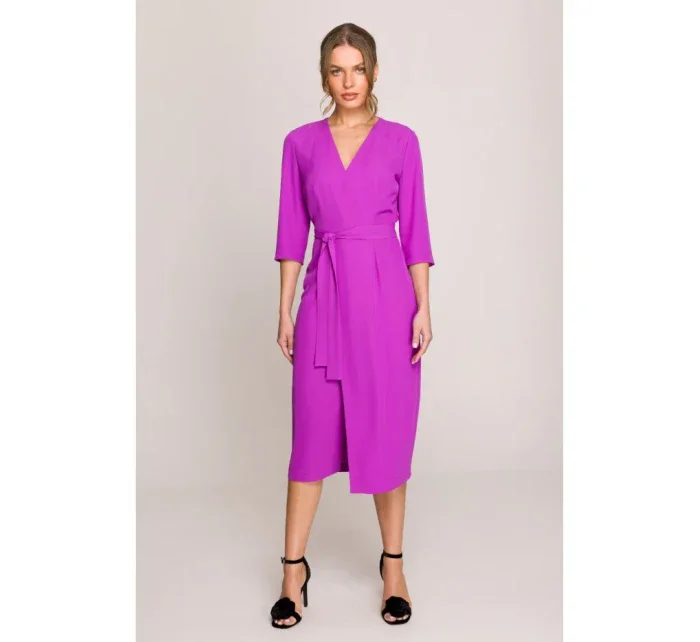 Šaty se zavinovacími detaily ve střední délce barva model 20966175 - STYLOVE Šaty se zavinovacími detaily ve střední délce barva model 20966175 - STYLOVE