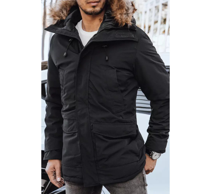 Černá pánská zimní bunda s kapucí Dstreet TX4312