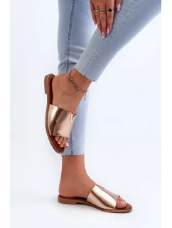 Dámské pantofle z eko kůže na plochém podpatku, zlatá Maliha