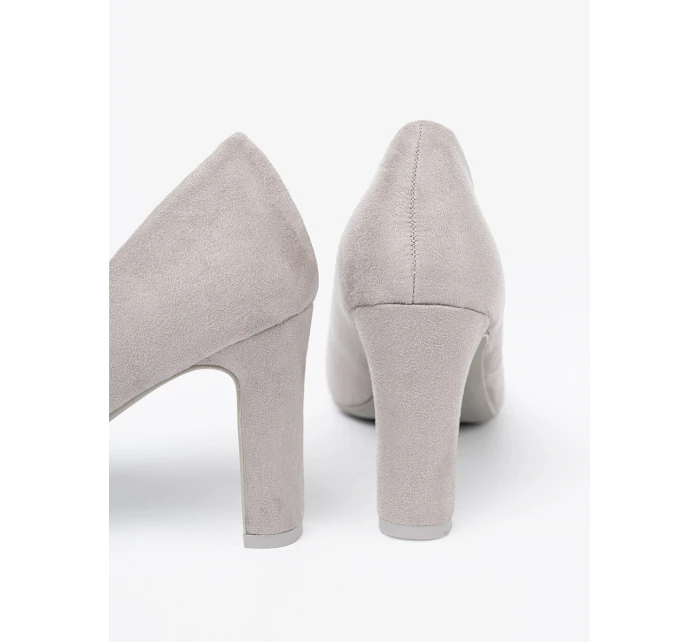 Stylové dámské  lodičky šedo-stříbrné na širokém podpatku