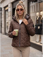 Dámská přechodová bunda s kapucí, hnědá, FashionStreet TY5772 Dámská přechodová bunda s kapucí, hnědá, FashionStreet TY5772