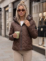 Dámská přechodová bunda s kapucí, hnědá, FashionStreet TY5772