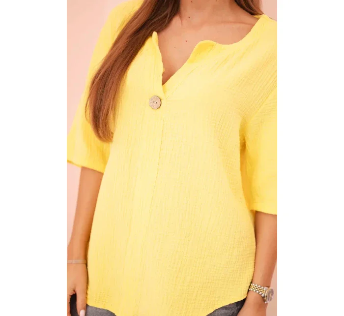 Dámská mušelínová košile s knoflíkem žlutý