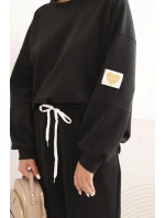 Dámský set máslový s volnou mikinou a kalhotami s nápisem LOVE černý Dámský set máslový s volnou mikinou a kalhotami s nápisem LOVE černý