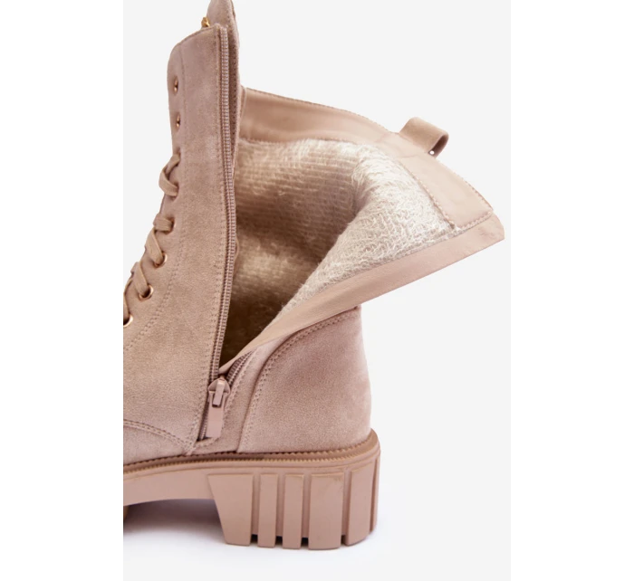 kožené workery s ozdobou Bežové model 21635088 - Boto kožené workery s ozdobou Bežové model 21635088 - Boto