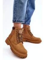 Kožené Ocouvané Botky Trapery Camel Felizia Kožené Ocouvané Botky Trapery Camel Felizia