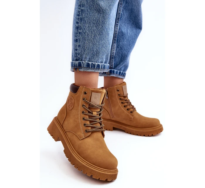 Kožené Ocouvané Botky Trapery Camel Felizia Kožené Ocouvané Botky Trapery Camel Felizia