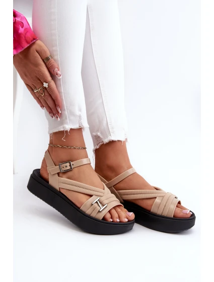dámské sandály na platformě  béžové model 21661896 - Zaxy