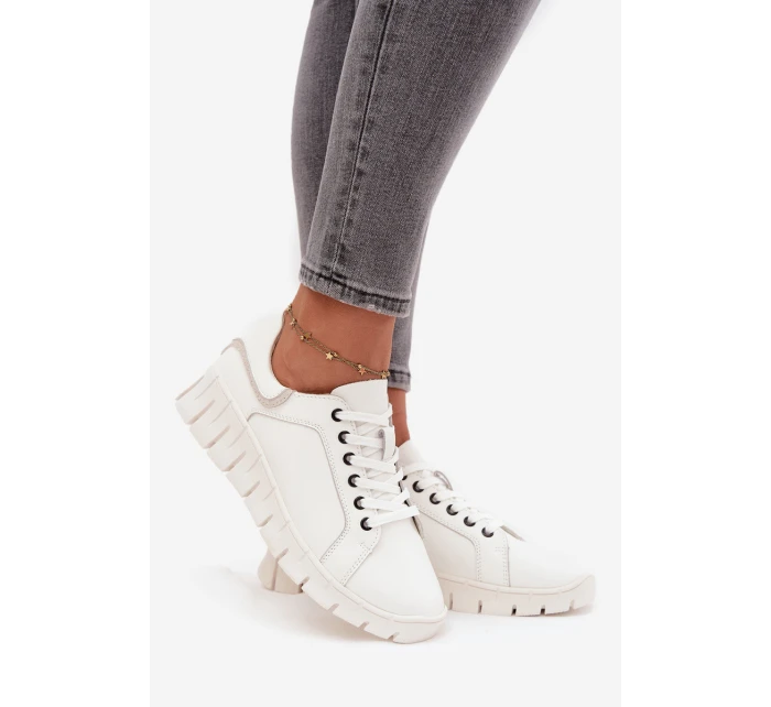 Kožené dámské polobotky Vinceza 41493 Bílé