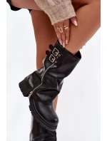 Dámské kotníkové boty s límcem zateplené s přezkami černé model 21788174 - Boto