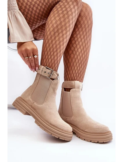 Semišové boty Chelsea na masivní podrážce, světle béžové Ozaro Semišové boty Chelsea na masivní podrážce, světle béžové Ozaro