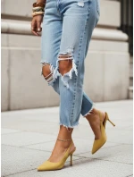 Dámské semišové jehlové boty s otevřeným podpatkem žluté FashionStreet ZY1383 Dámské semišové jehlové boty s otevřeným podpatkem žluté FashionStreet ZY1383