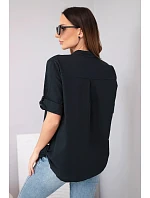 Dámská košilová bavlněná halenka s krátkým rukávem a model 22048809 černá - K-Fashion Dámská košilová bavlněná halenka s krátkým rukávem a model 22048809 černá - K-Fashion