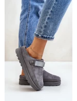 Dámské Teplé Pantofle S Kožešinou Na Platformě Šedé Azida Dámské Teplé Pantofle S Kožešinou Na Platformě Šedé Azida