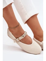 Dámské Baletky S Páskem A Zlatými Přezkami Béžové model 21699396 - Boto