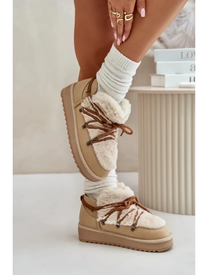 Nízké Sněhule Na Platformě S Kožešinou D.Franklin Béžové