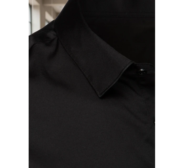 Pánská elegantní hladká černá košile REGULAR FIT FashionStreet DX2538