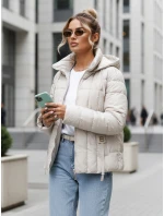 Dámská prošívaná bunda s kapucí světle šedá FashionStreet TY5584