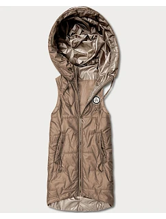 Cienki bezrękawnik z kontrastowym wykończeniem Goodlookin brązowy (B8583-101)