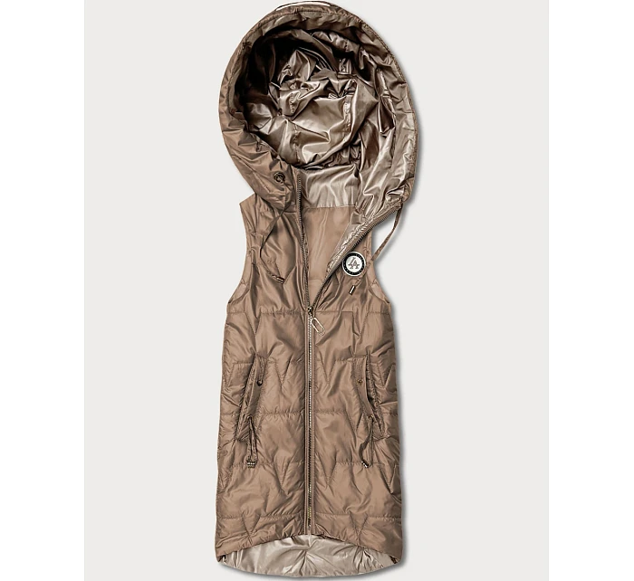 Cienki bezrękawnik z kontrastowym wykończeniem Goodlookin brązowy (B8583-101)