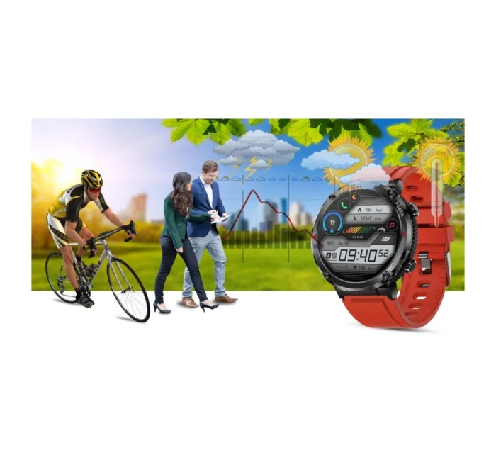 Chytré hodinky Gravity GT21-6 + červený silikonový řemínek