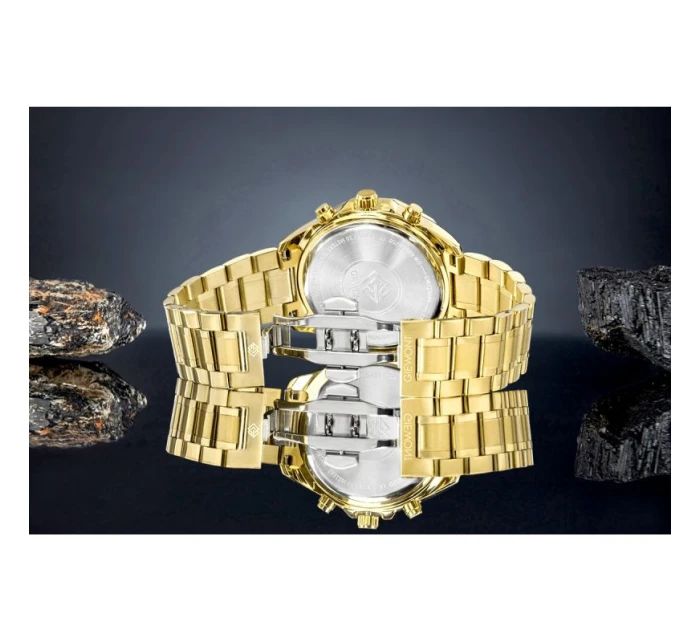 Pánské hodinky Giewont Chronograph Sapphire Gold Black GW7290-B4