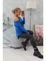 Halenka s potiskem a delšími zády, chrpově modrá