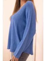 Dámský svetr z viskózy s výstřihem do V tmavě model 21268093 - K-Fashion Dámský svetr z viskózy s výstřihem do V tmavě model 21268093 - K-Fashion