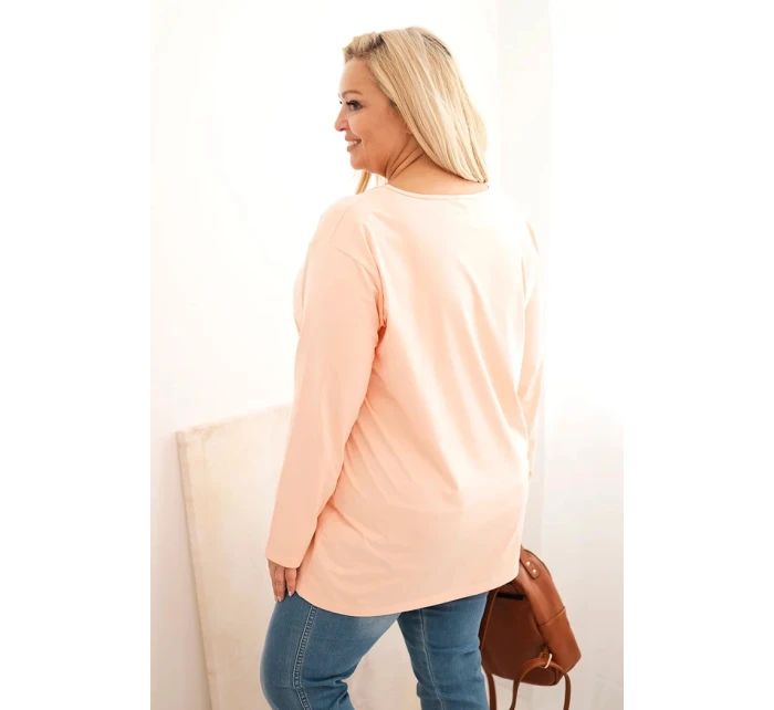 Dámská blůza Plus Size s lodičkovým výstřihem meruňková Dámská blůza Plus Size s lodičkovým výstřihem meruňková
