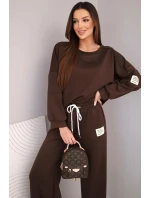 Dámská souprava máslová mikina + kalhoty hnědý