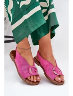 Ploché sandály s ozdobou růžové model 21685700 - Boto Ploché sandály s ozdobou růžové model 21685700 - Boto