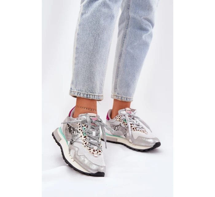 Semišové Sportovní Boty Tenisky Dámské D.Franklin Ztlumená Bílá DFSH387005 Semišové Sportovní Boty Tenisky Dámské D.Franklin Ztlumená Bílá DFSH387005