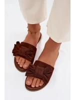 Dámské ploché sandály s mašlí Hnědé model 21937432 - Boto