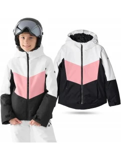 Dívčí zimní bunda JAF545 bílo-černo-růžová - 4F