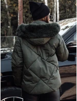 prošívaná dámská zimní bunda s kapucí zelená Dstreet model 21981059 - FashionStreet