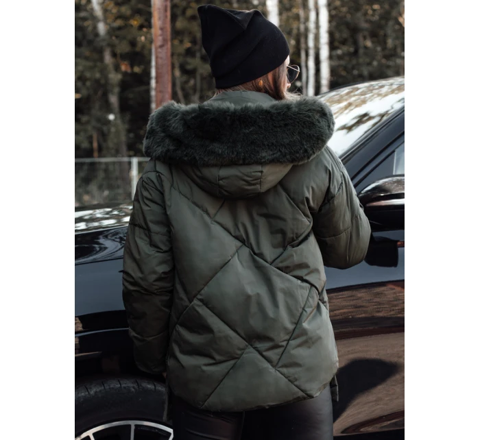 prošívaná dámská zimní bunda s kapucí zelená Dstreet model 21981059 - FashionStreet