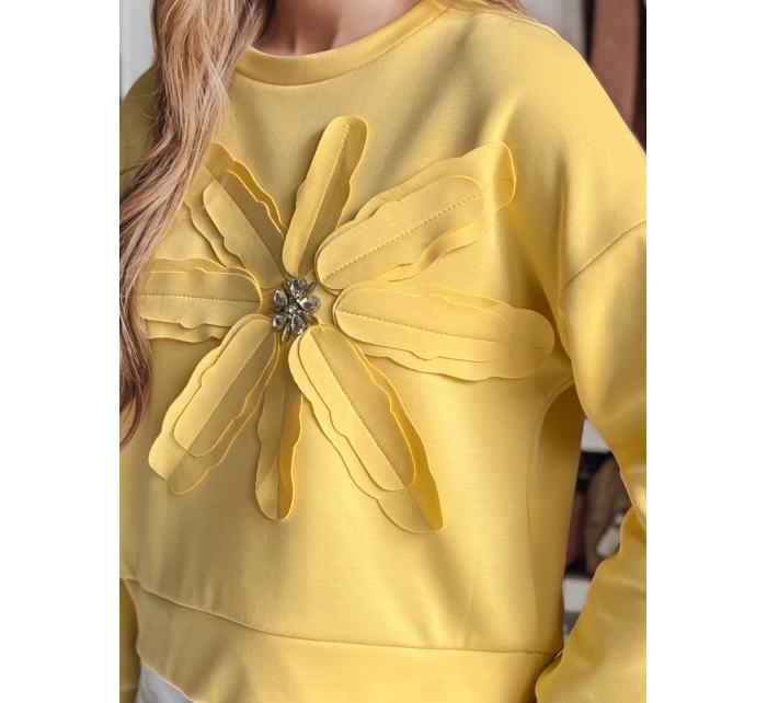 Dámská oversize mikina s květinou PETITKA žlutá FashionStreet BY1390