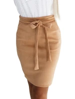 Dámská semišová sukně v karamelové barvě se zavazováním model 20684698 - numoco basic