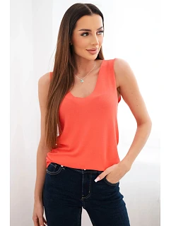 Dámská viskózová halenka bez rukávů s výstřihem do V malinová