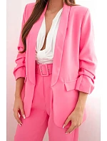 Elegantní komplet saka s kalhotami světle růžový