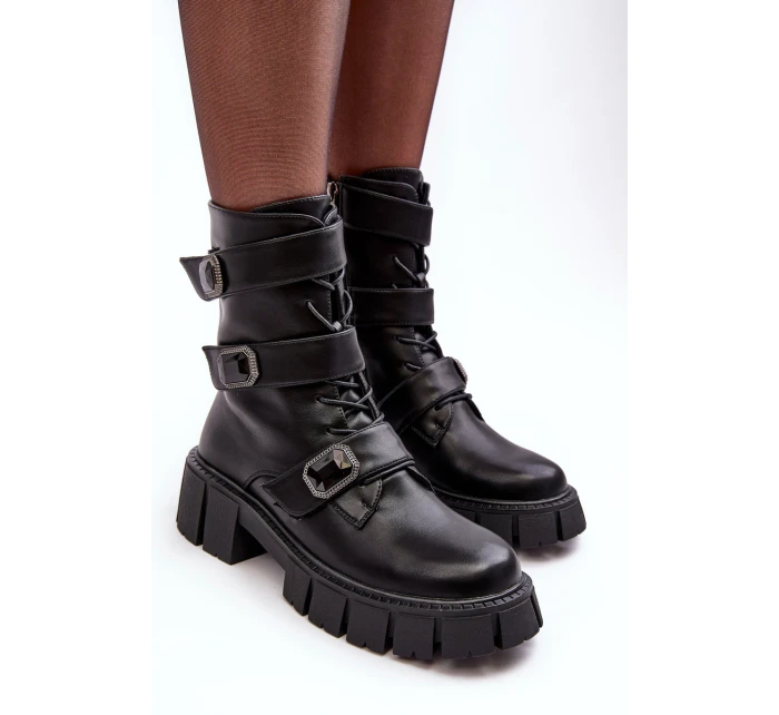 Dámské kožené boty černé SBarski MR870-62